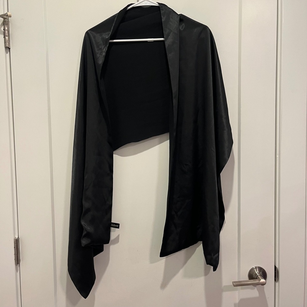 Indeed Black Satin Shawl Wrap Formal Evening Wedding Scarf Accessory